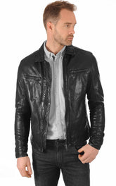 Men Genuine Leather Jacket MJ 45